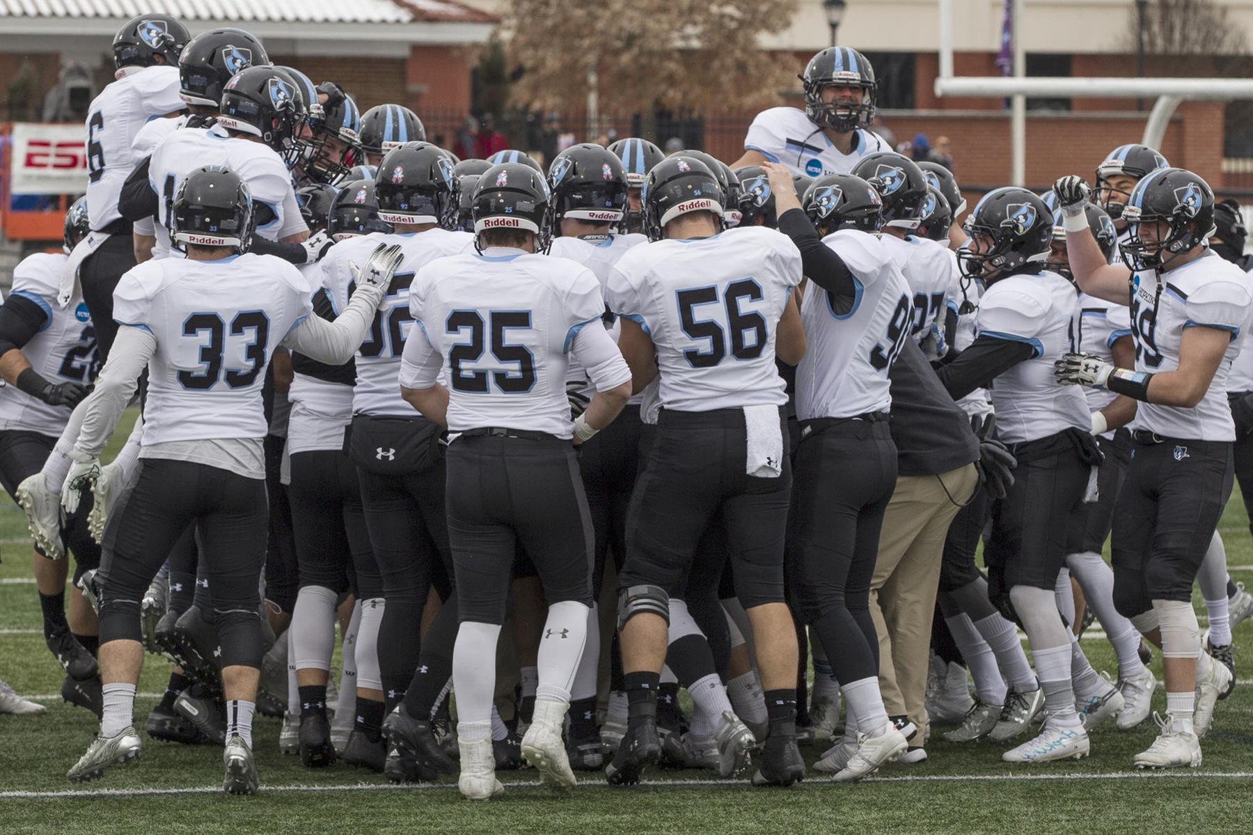 Johns Hopkins fell to defending national champion Mount Union, 28-20.