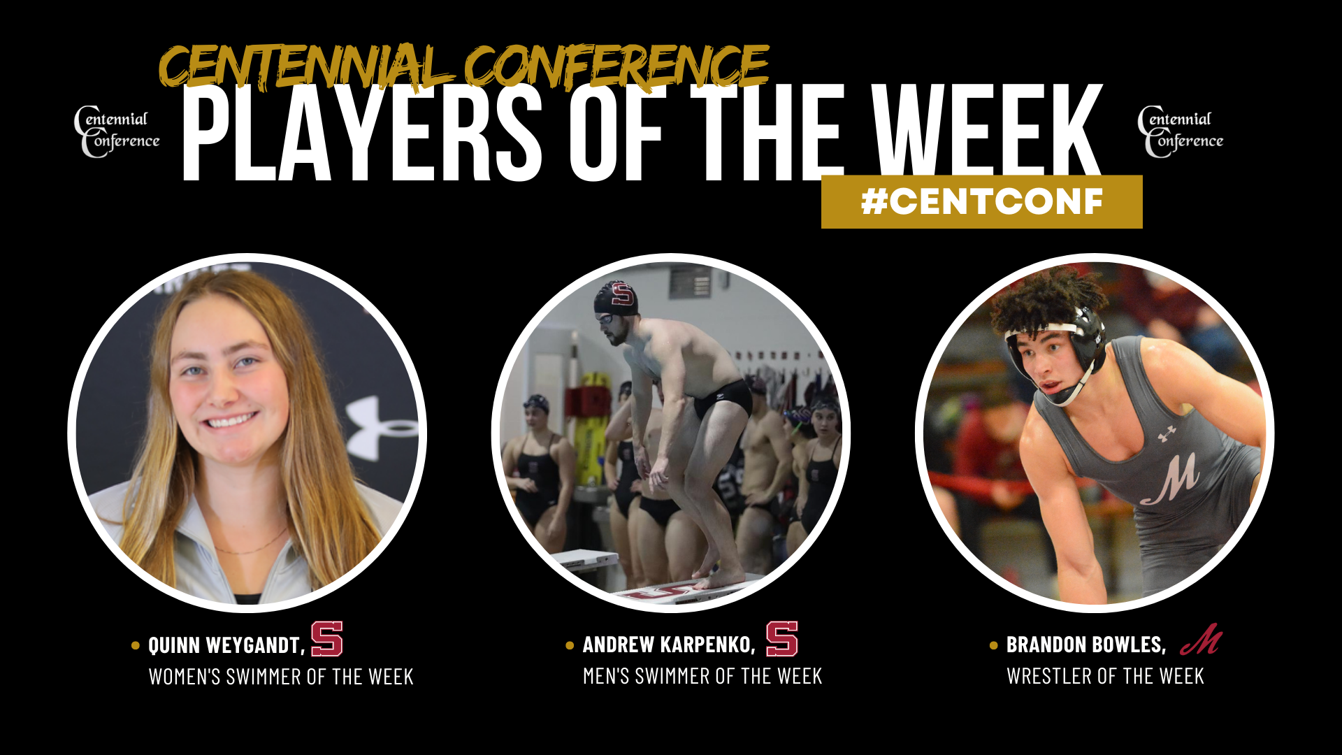 Centennial Conference Athletes of the Week - Oct. 31-Nov. 6