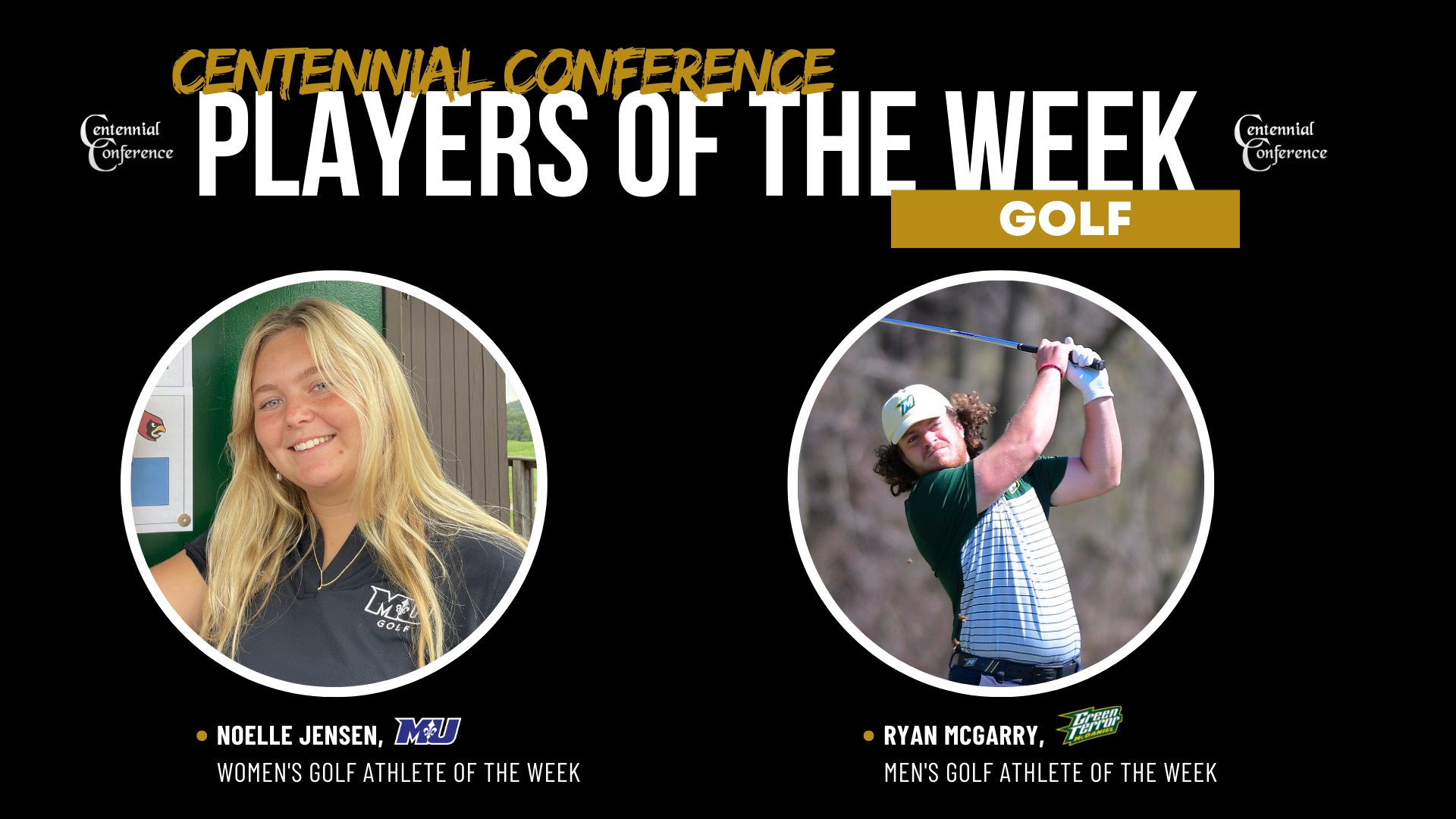 McDaniel's McGarry, Marymount's Jensen Named CC Golfers of the Week