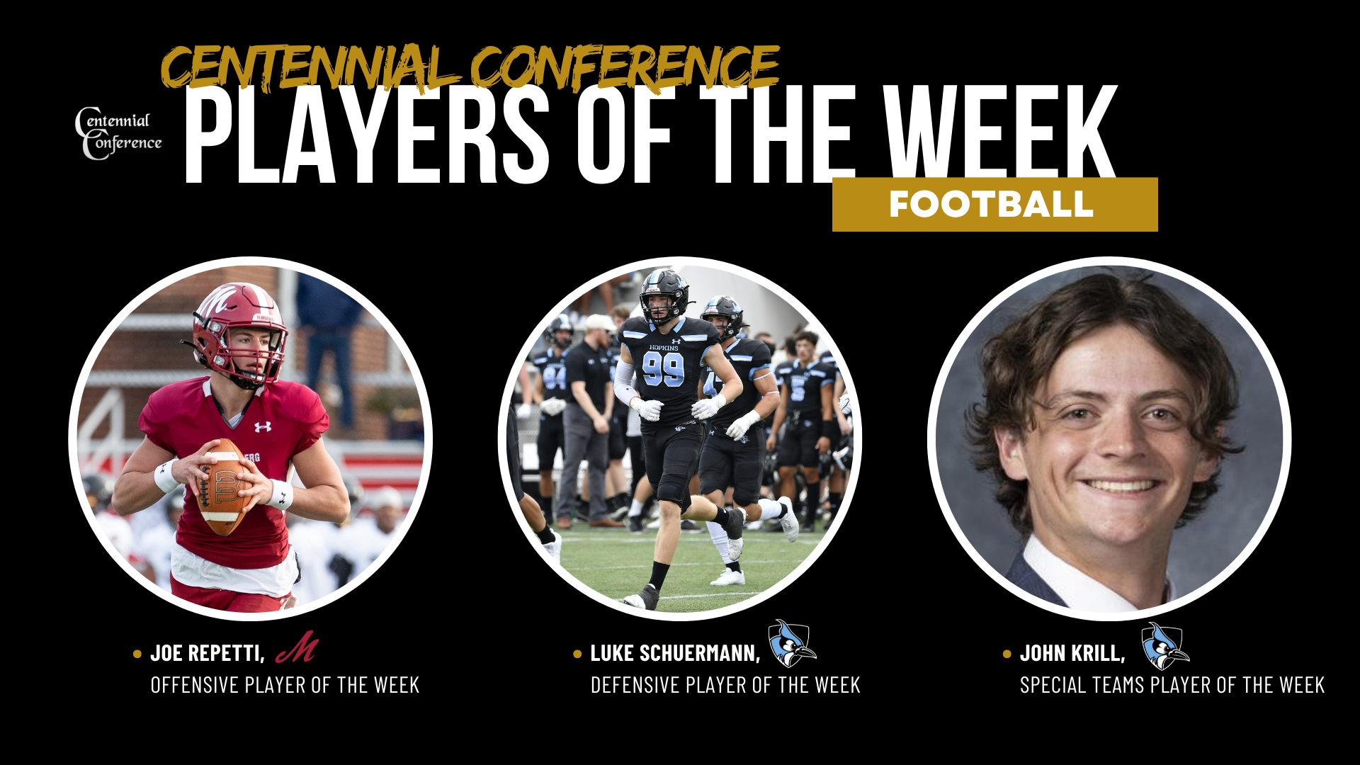 Repetti, Schuermann & Krill, Players of the Week, 10/2/22