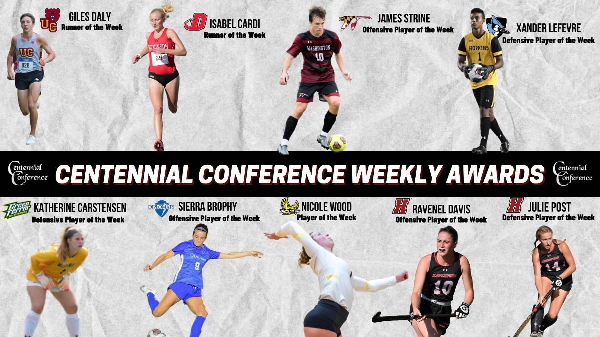 Centennial Conference Athletes of the Week - Sept. 6-12