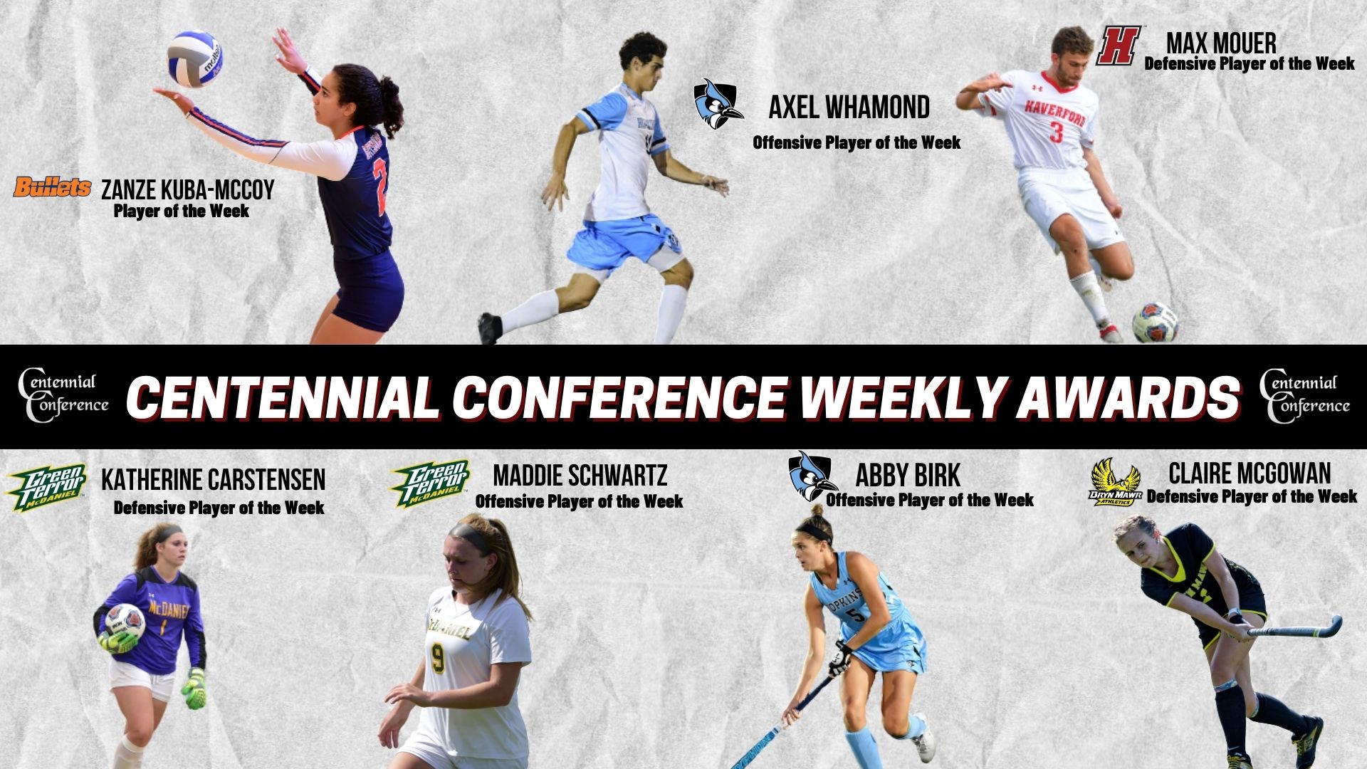 Centennial Conference Athletes of the Week - Oct. 4-10