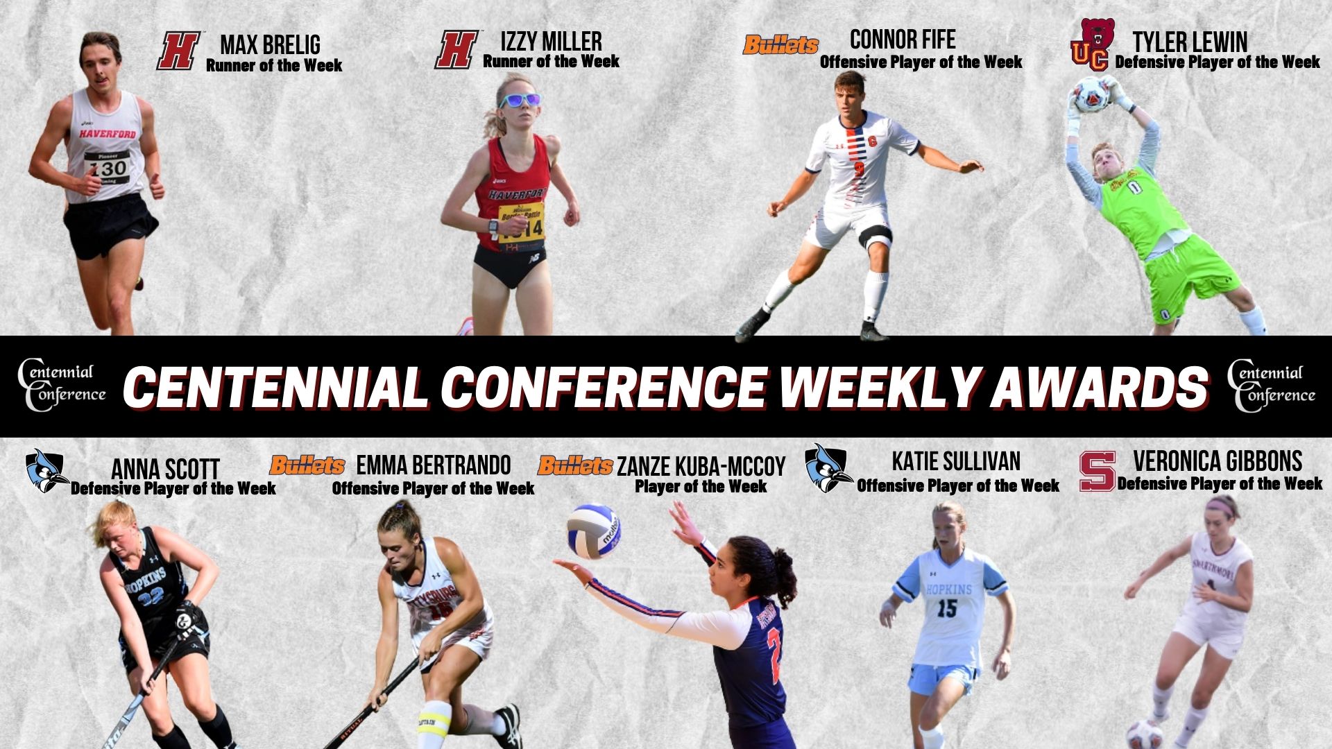 Centennial Conference Athletes of the Week - Oct. 11-17