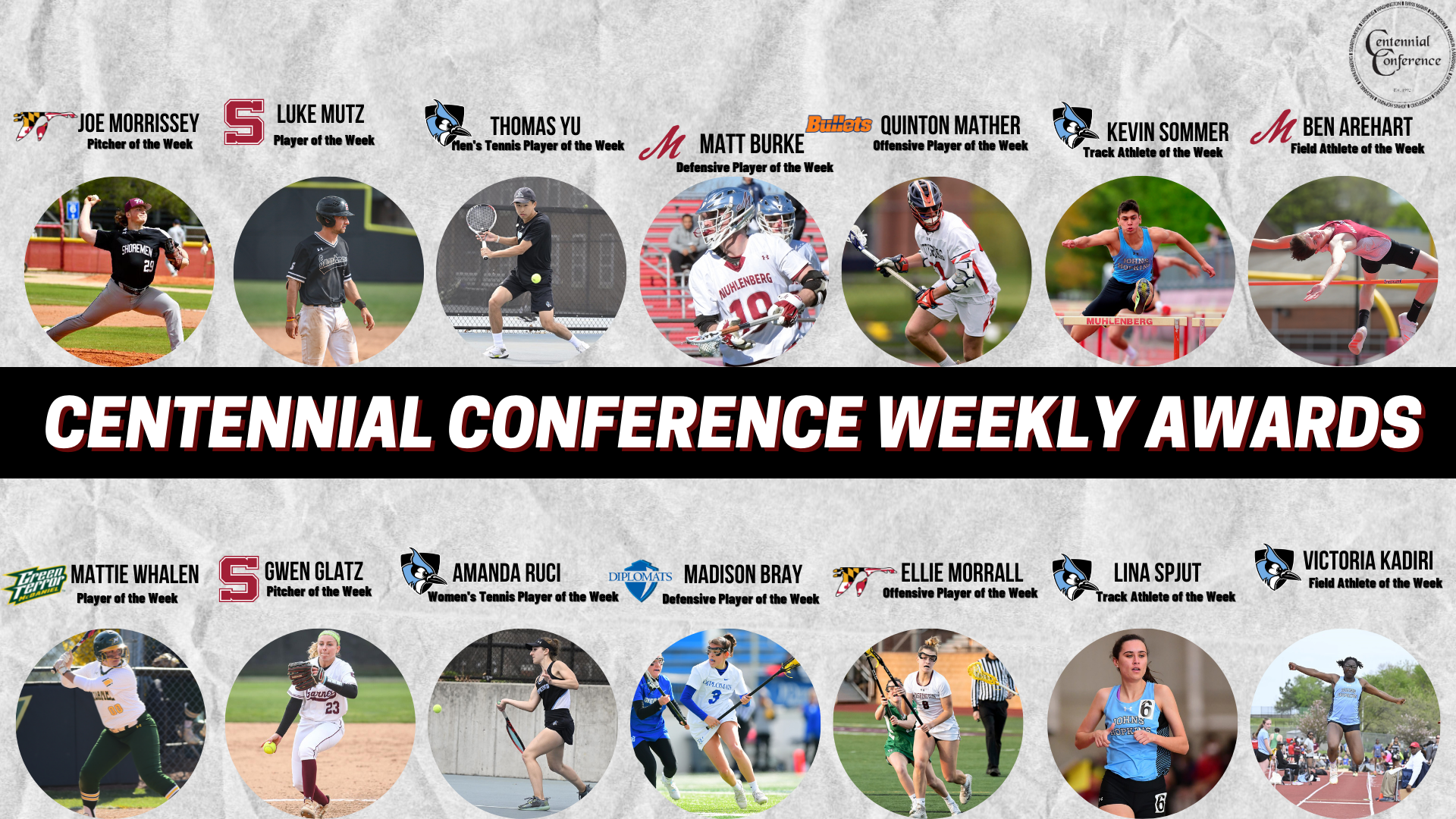 Centennial Conference Athletes of the Week - Apr. 25-May 1