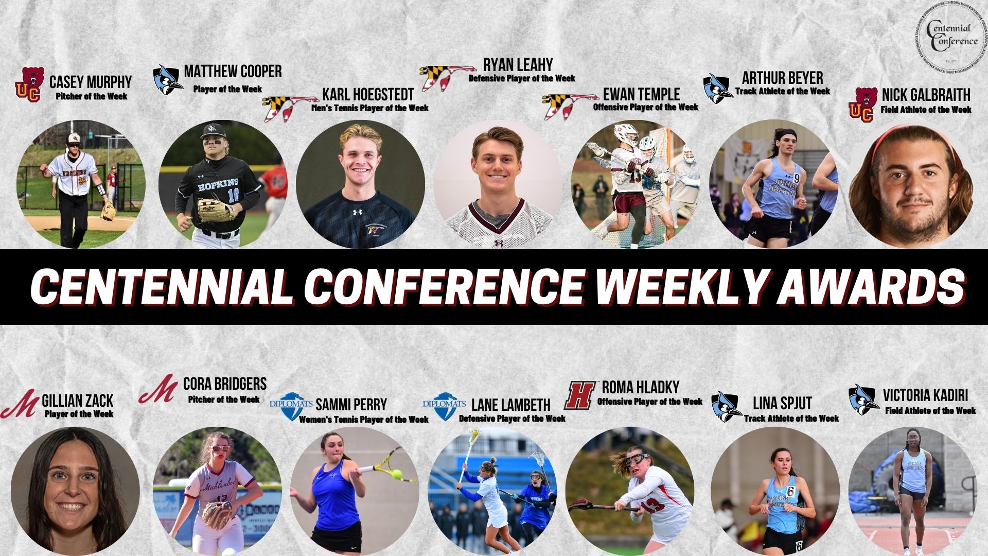 Centennial Conference Athletes of the Week - Apr. 11-17