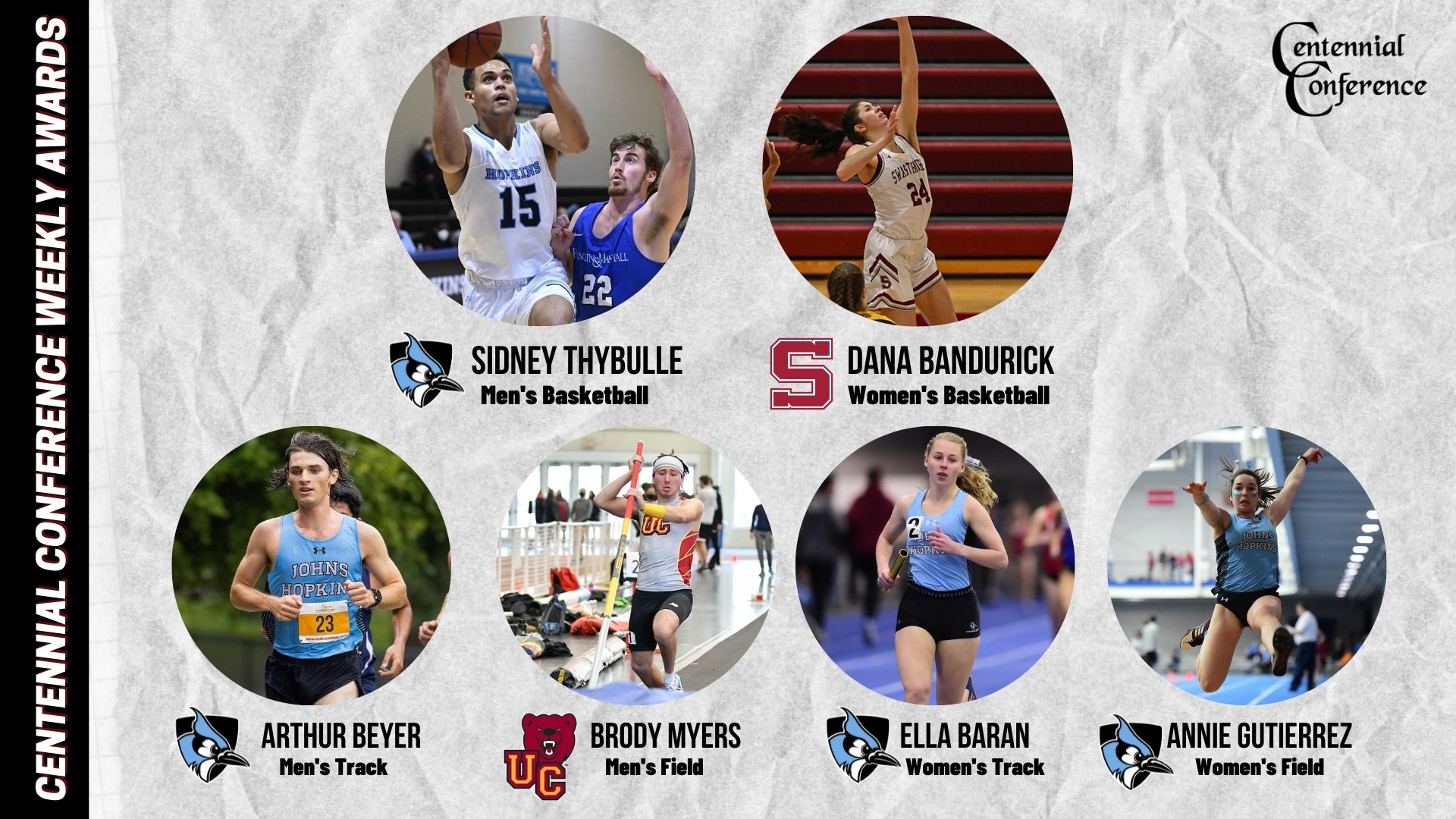 Centennial Conference Athletes of the Week - Feb. 7-13