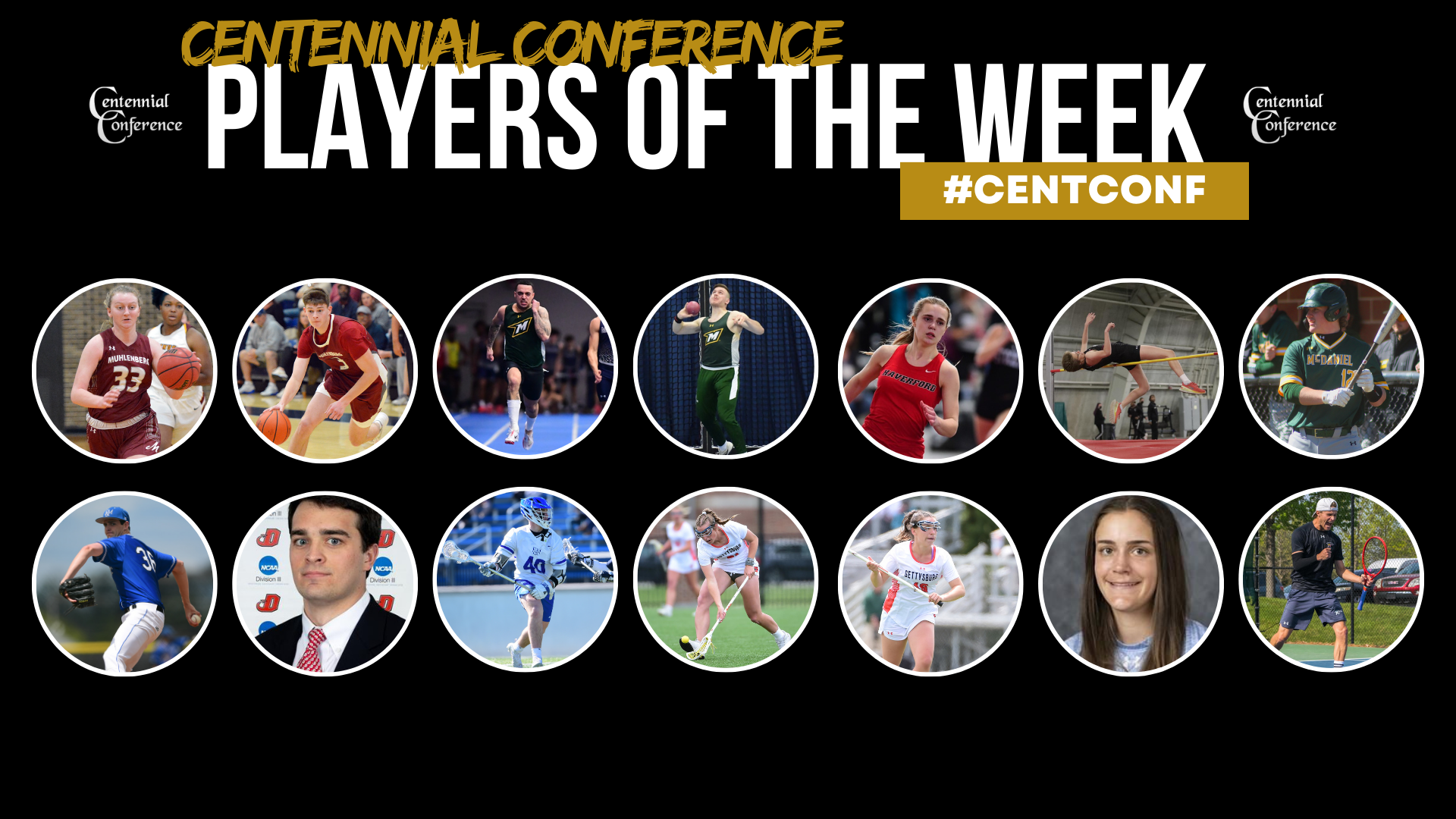 Centennial Conference Athletes of the Week - Feb. 13-19