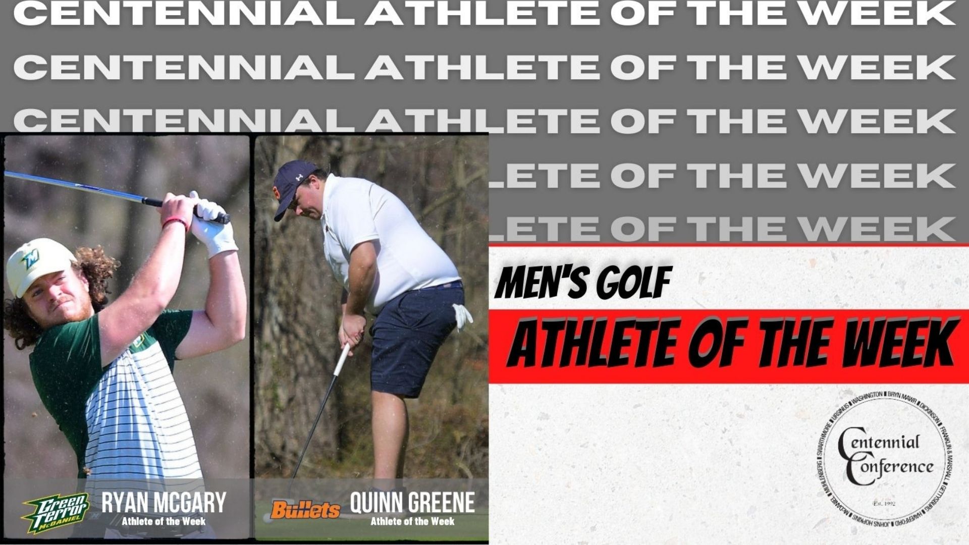 Gettysburg's Greene, McDaniel's McGary Named Men's Golf Co-Athletes of the Week