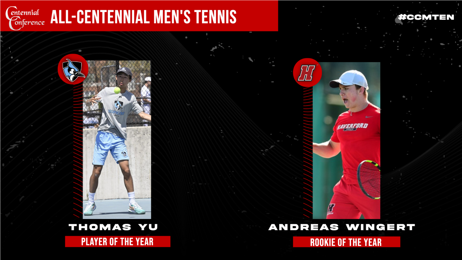 Yu & Wingert Earn Top Honors on All-Centennial Men's Tennis Team