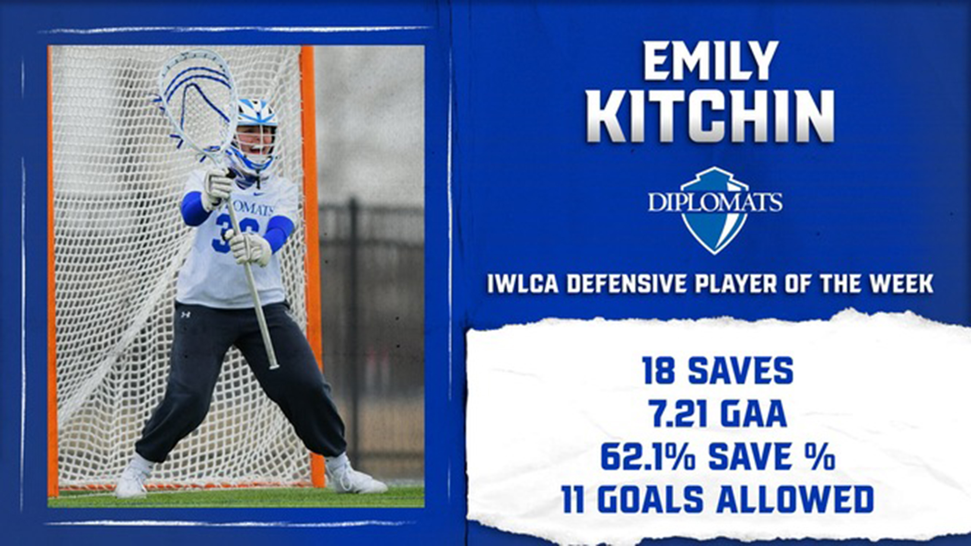 F&M's Kitchin Tabbed IWLCA National Defensive Player of the Week